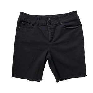 Seven7 Black Bermuda‎ Shorts Mid Rise Tummy Control Denim Womens Size 16